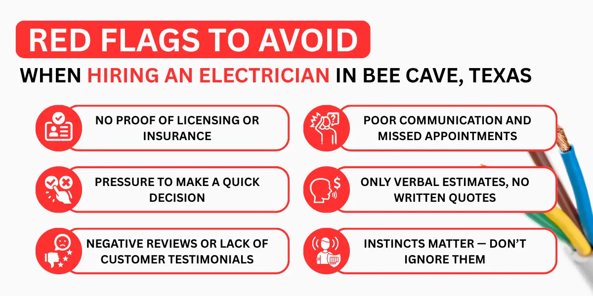 Red Flags to Avoid When Hiring Electrician in Bee Cave
